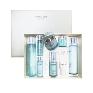 OHUI Miracle Aqua 4pcs Special Set – Korean luxury skincare set for deep hydration and moisture balance