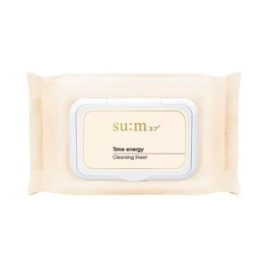 SUM37 Time Energy Cleansing Sheet 50ea — fermented cleansing sheets for gentle makeup removal and refreshing the skin