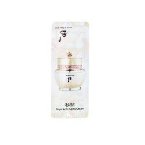 The History of Whoo Bichup Ja Yoon Royal Antiaging Cream 1ml x 12pcs – A luxurious anti-aging cream that improves skin firmness, smooths wrinkles, and restores radiance with traditional Korean herbal ingredients.
