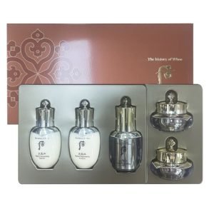 The History of Whoo Cheongidan Radiant 5pcs Gift Set – A premium anti-aging skincare set including balancer, emulsion, essence, eye cream, and cream