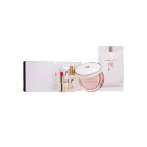 The History of Whoo Radiant White Tone Up Sun Cushion Gift Set – brightening sun cushion with SPF protection in a luxury gift package.
